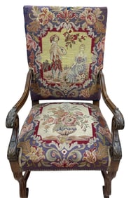 19th Century French Louis XVI Style Walnut Needlepoint Chair