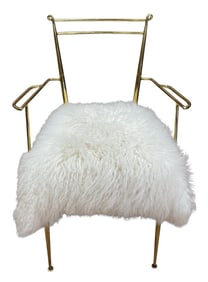 Vintage Gilt Metal Arm Chair with Lamb Seat