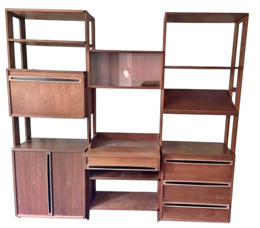 Mid Century Modern Walnut Freestanding Modular Wall Unit (1 of 11)