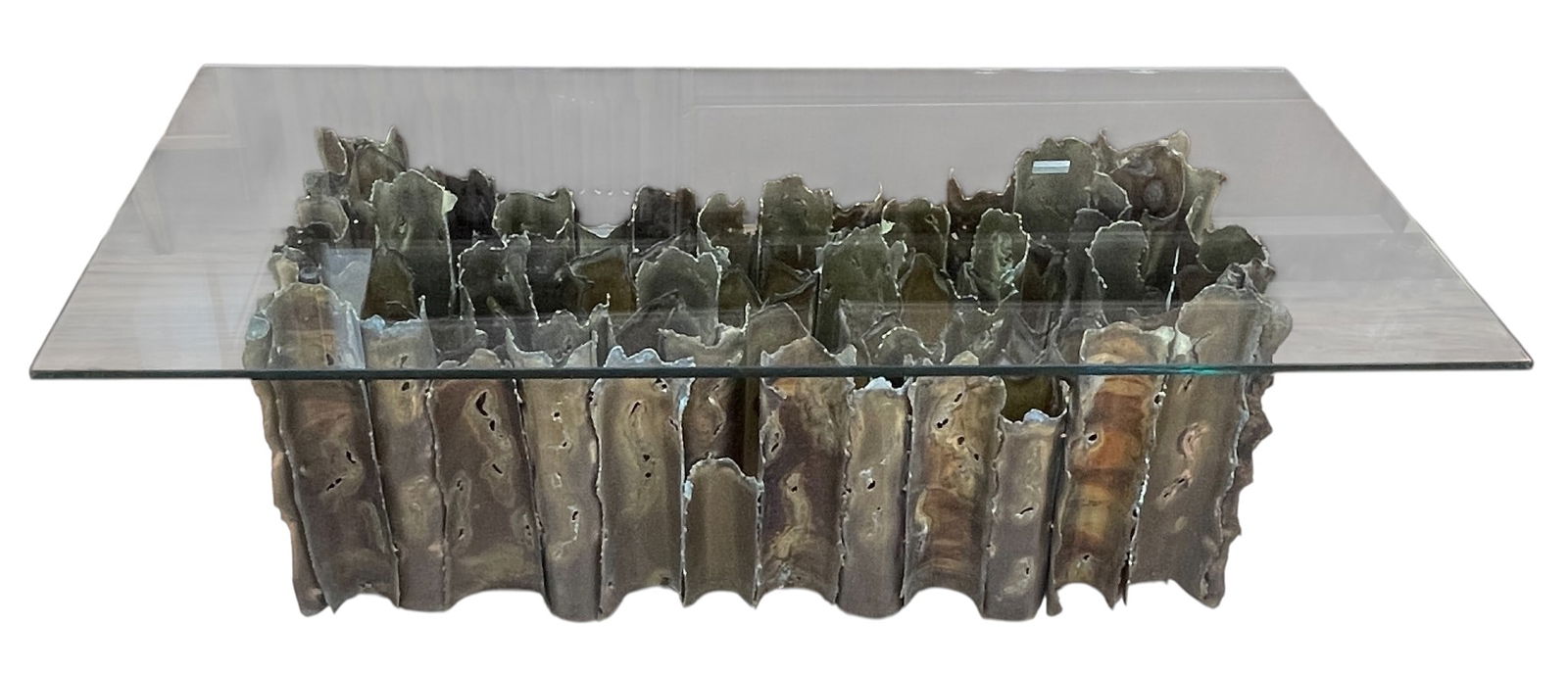 Mid Century Brutalist Silas Seandel Studios Cut Brass 'Cathedral' Coffee Table (1 of 5)