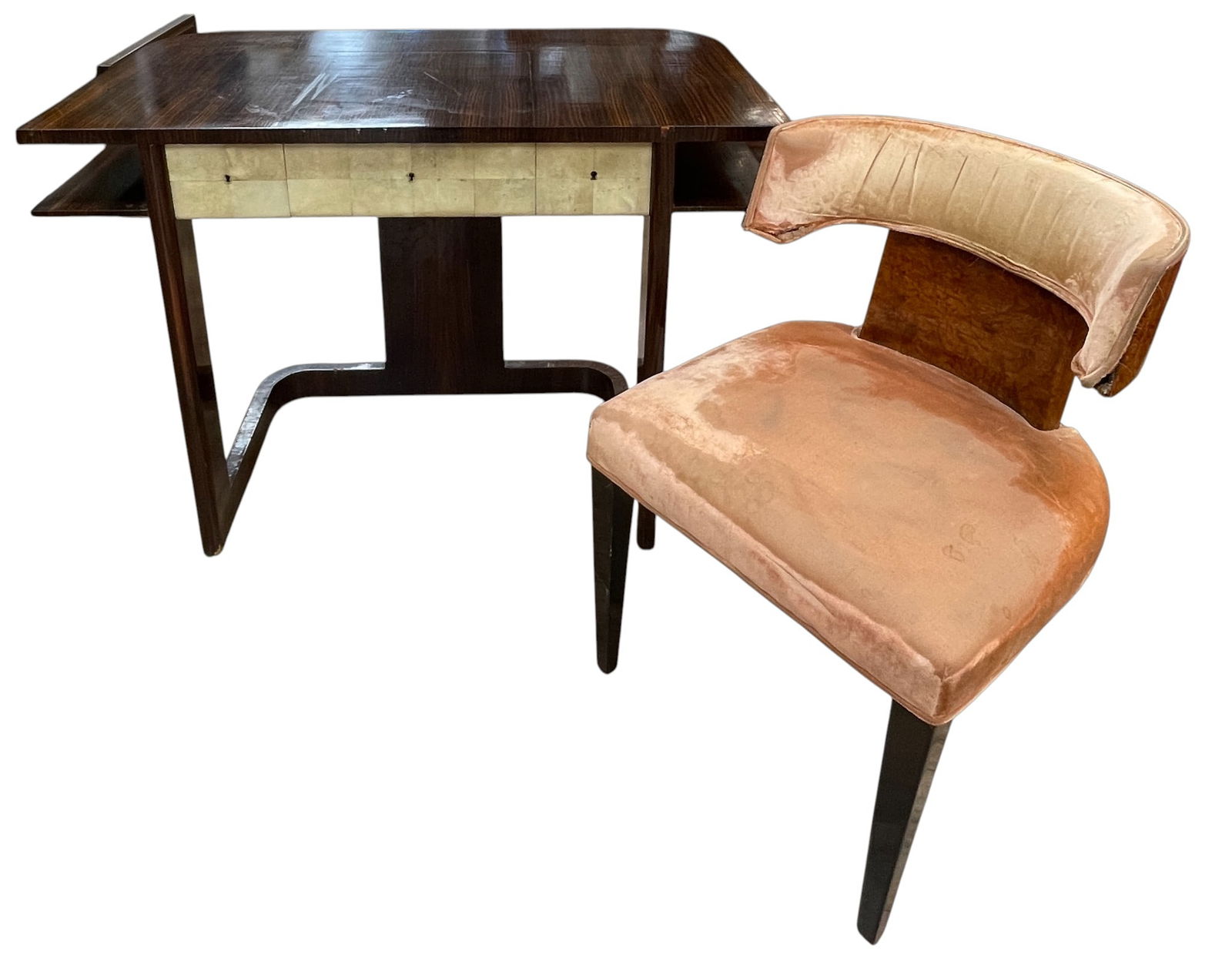 French Art Deco Rosewood & Shagreen Desk & Chair (1 of 9)