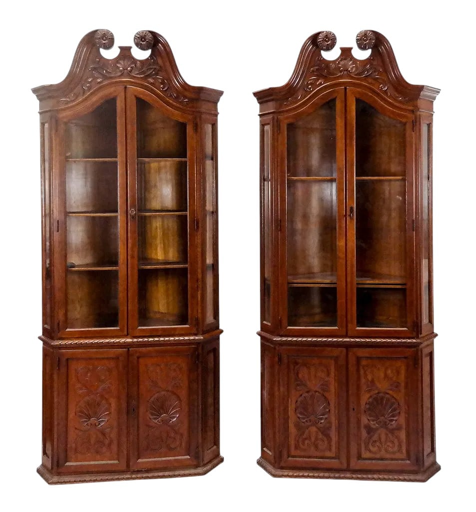 Pair R.J. Horner Chippendale Carved Oak Corner Cabinets (1 of 11)
