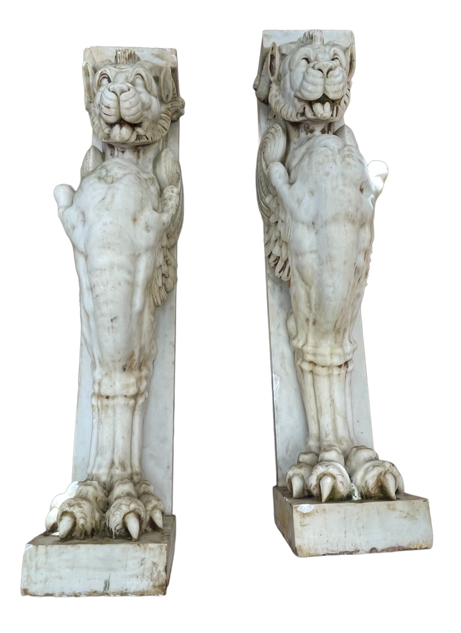 Pair 19th Century Carved Marble Griffin Architectural Elements (1 of 13)