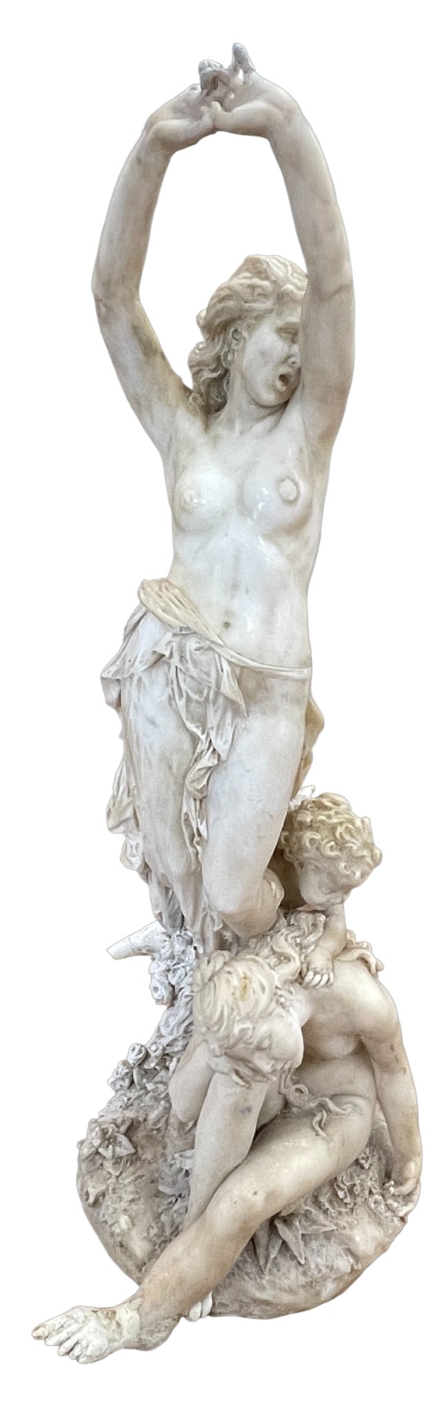 Signed Donato Barcaglia Art Nouveau 56" High White Marble Sculpture (1 of 20)