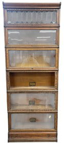 Globe-Wernicke Leaded 6 Stack Oak Lawyer's Bookcase