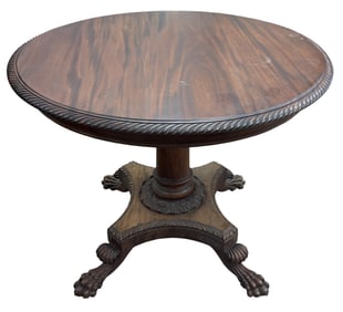 Round Federal Style Claw Foot Mahogany Center Table