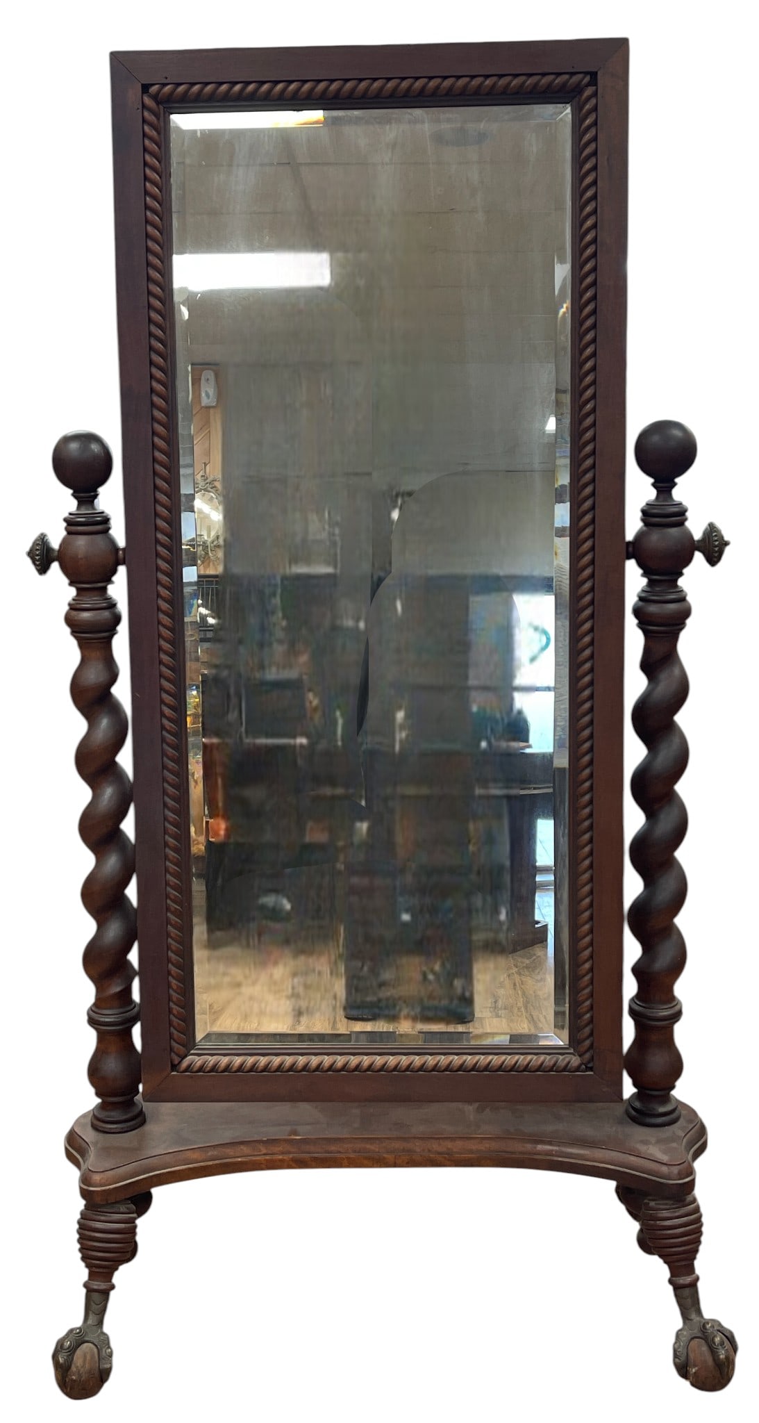 Victorian Attb Hunzinger Merklen Brothers Mahogany Cheval Mirror (1 of 6)
