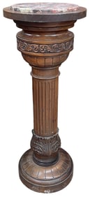 19th Century Mahogany & Marble Column Pedestal