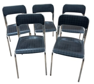 (5) Sintesi Italian Chrome Dining Chairs