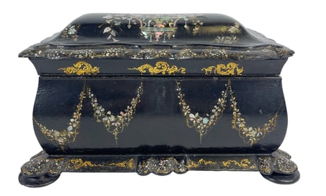 19th Century Papier Mache & MOP Tea Caddy