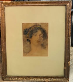 Jay Hambidge Pencil & Pen Drawing Portrait of a Woman