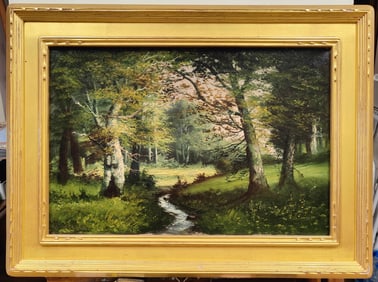 Andrew Millrose O/C Forest Landscape with Stream