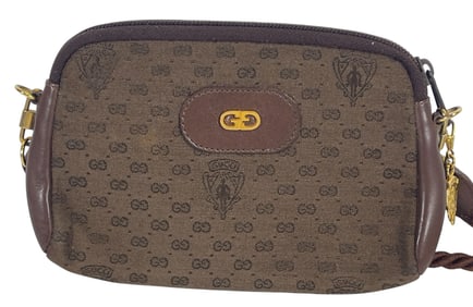 Vintage Gucci Classic Canvas Logo Crossbody Bag