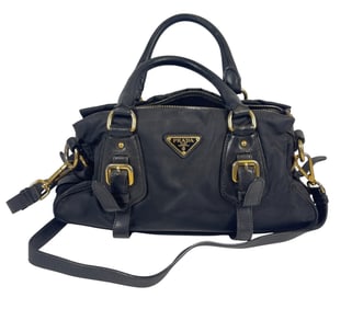 Vintage Prada Tessuto Nylon & Leather Bauletto Bag