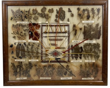 Navajo Native American Weaving Natural Dyes Sample in Frame
