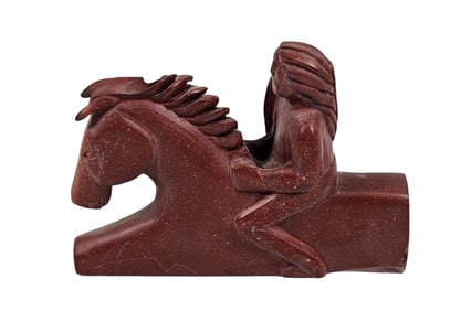 Charles Rencountre Lakota Lower Brule Sioux Carved Catlinite Pipe Head