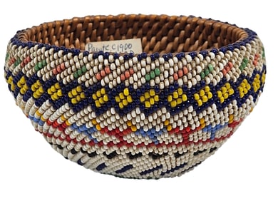 c1900 Paiute Coiled Seed Bead Basket