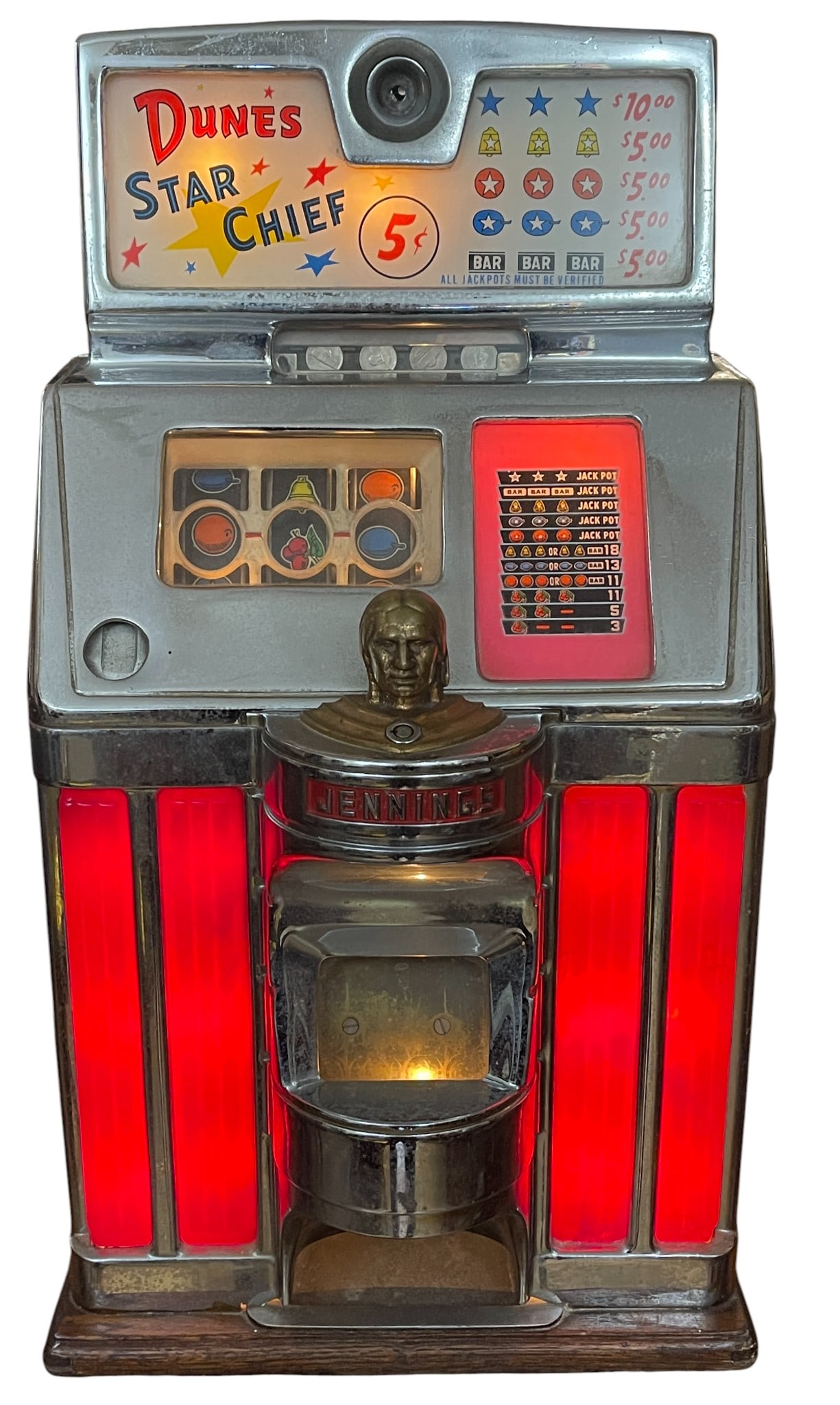 Jennings Light Up Star Chief Model 5 Cent Slot Machine from The Dune's (1 of 10)