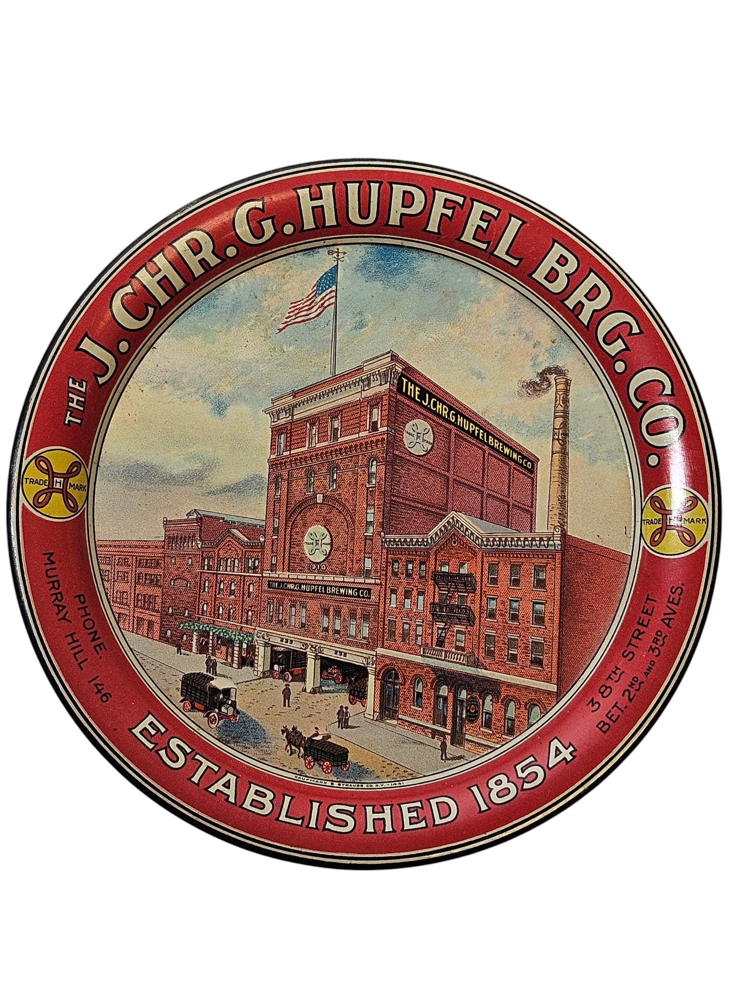 J. Chr. G. Hupfel Brewing Brewery Co Advertising Beer Tip Tray New York (1 of 3)