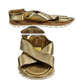 New Old Stock Prada Metallic Gold Leather Sandals