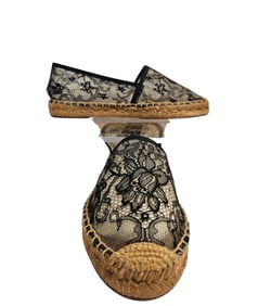 New Old Stock Dolce & Gabbana Black Floral Lace Espadrillas