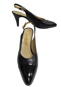 Chanel Black Leather Slingback Pumps