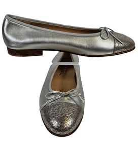 New Old Stock Chanel Silver Metallic Ballet Flats