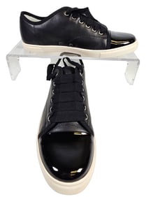 New Old Stock Lanvin Black Leather Low Top Sneakers