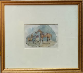 Henry Alken W/C Orientalist Scene Men & Horses, 1832