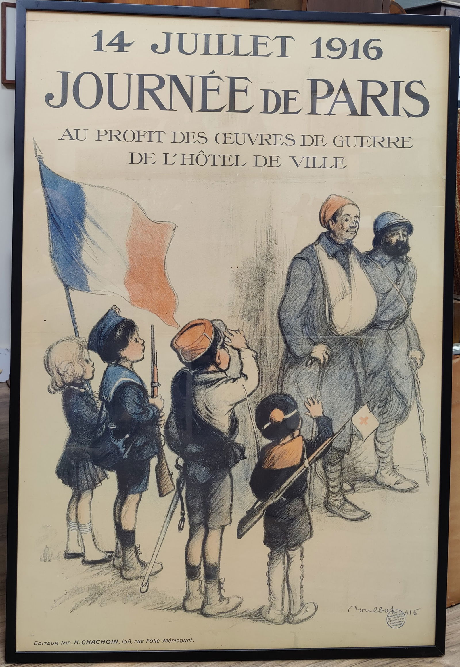 Francisque Poulbot Journee de Paris War Poster, c.1916 (1 of 5)