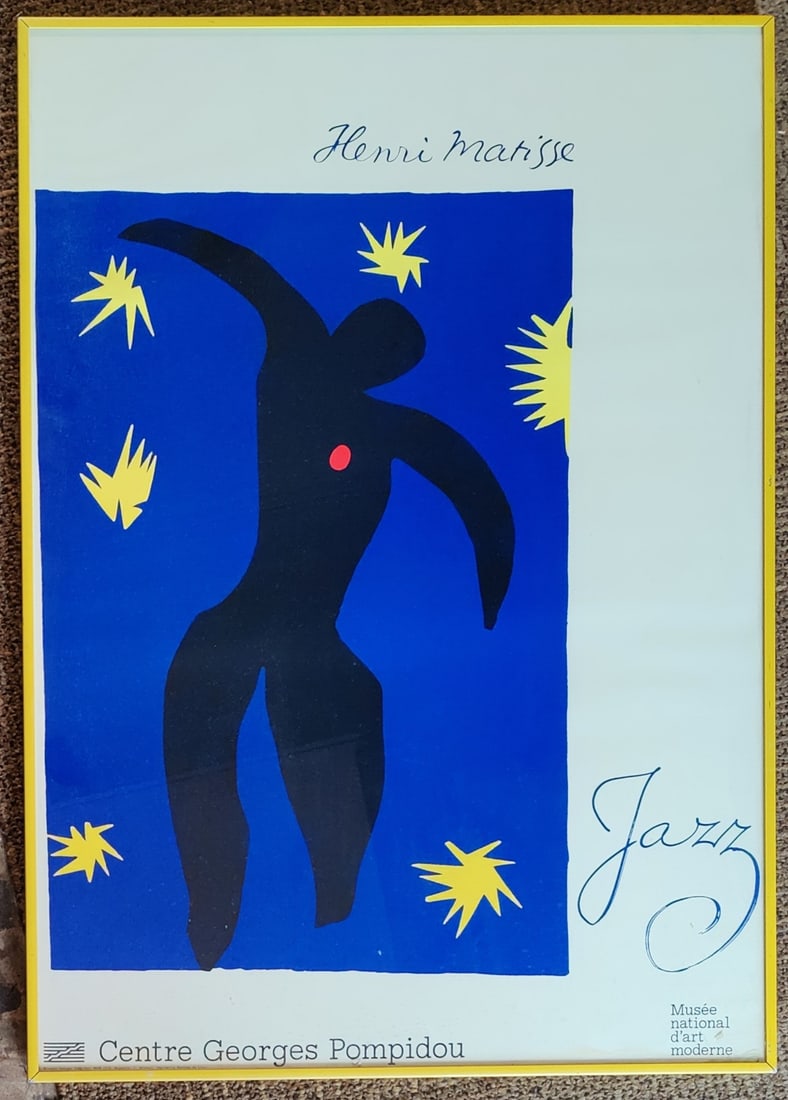 Matisse Musee national d'art moderne, Jazz Poster, 1979: After Henri Matisse (French, 1869 - 1954) color lithograph poster for the 1979 exhibition at the Centre Georges Pompidou, Paris for the Musee national d'art moderne. Poster celebrates the remarkable