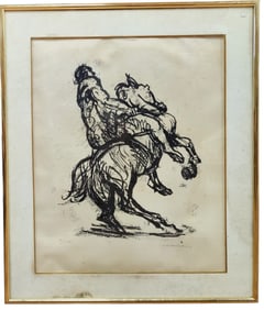 Leo Michelson L/E Illustration Lithograph Bronco Riding