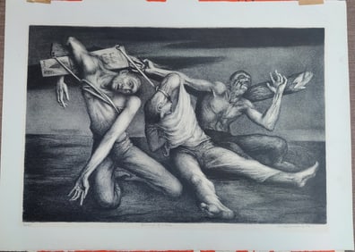 Benton Spruance Ed 35 Lithograph Souvenir of Lidice, 1943