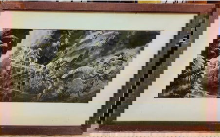 Ted Wilbur B&W Gouache and Ink WWII War Illustration