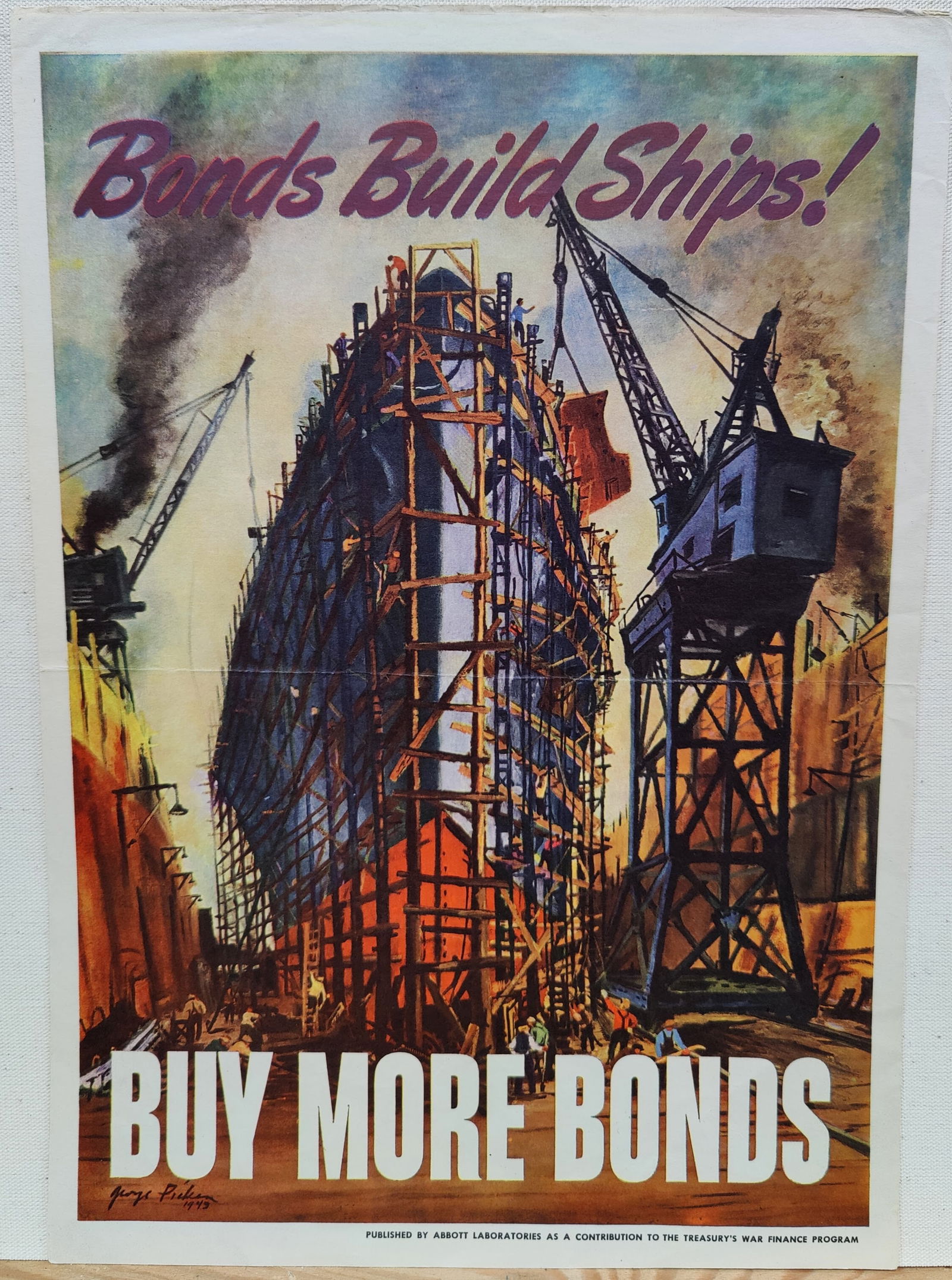 WWII Bonds Build Ships! Buy Bonds Poster George Picken (1 of 5)