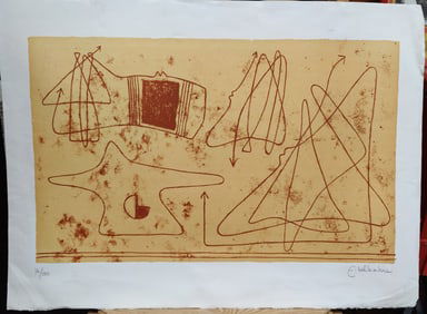 Farid Belkahia L/E Abstract Lithograph Titled Untitled