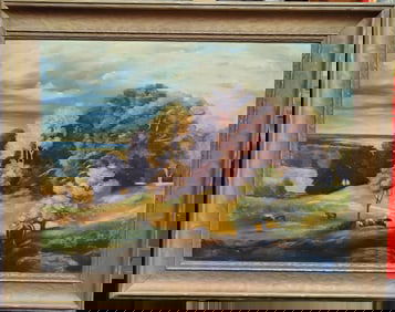 Unsigned O/B Pastoral Landscape Painting c.1930s