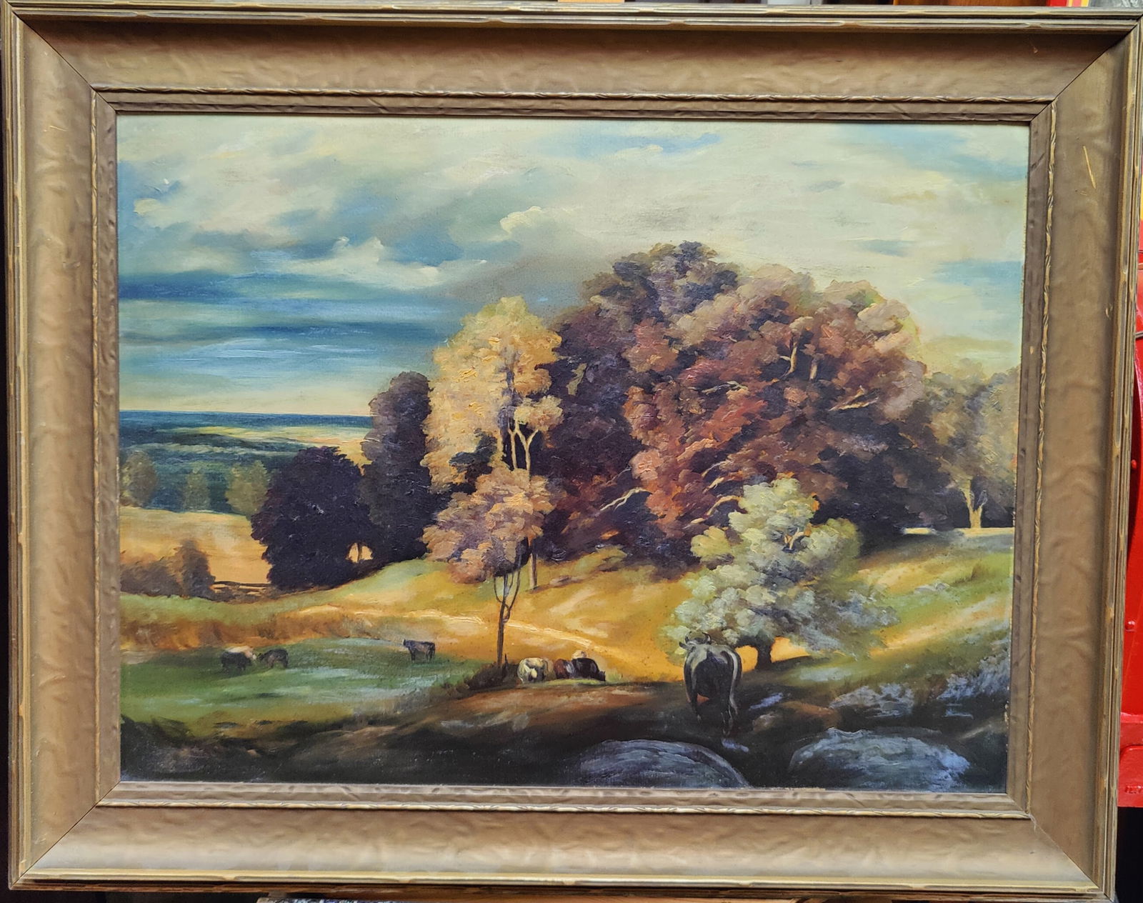 Unsigned O/B Pastoral Landscape Painting c.1930s (1 of 3)
