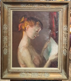Stephen Csoka O/C Painting Young Woman Reading