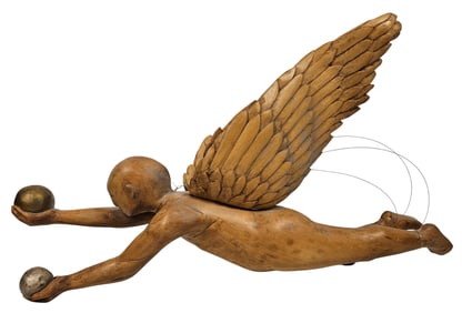 Donald Nelsen Carved Wood Folk Art Angel