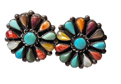 Phyllis Coonsis Zuni Turquoise Spiny Oyster Malachite Lapis & Mother of Pearl Multi Gemstone