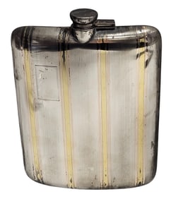 c1920 Gorham Sterling Silver & 14k Yellow & Rose Gold Flask