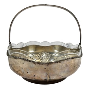 c1872 Vienna Austria 800 Silver Crystal Lined Basket / Bowl