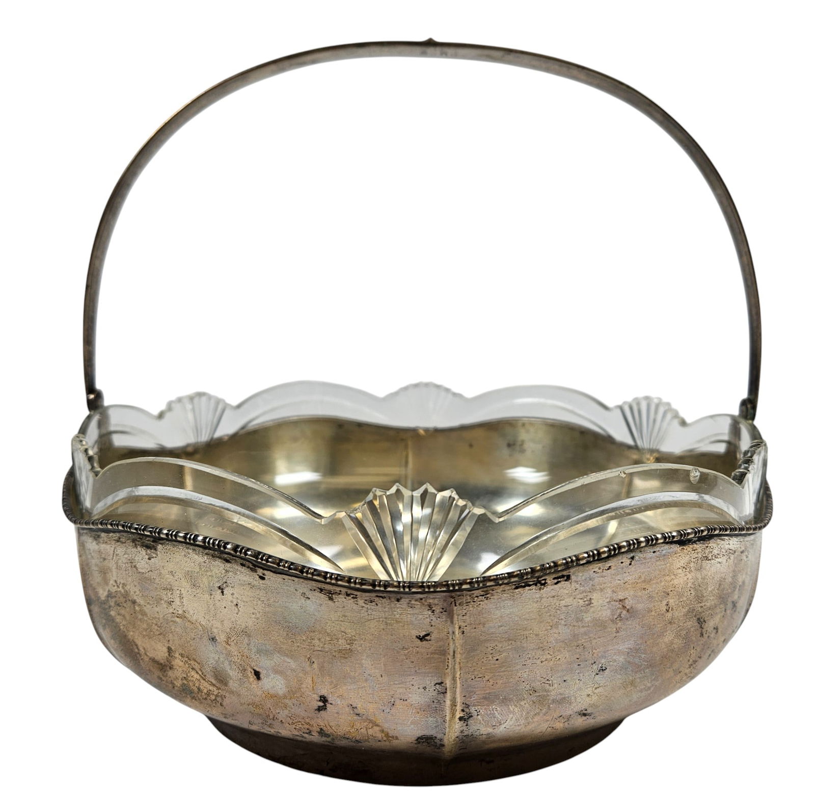 c1872 Vienna Austria 800 Silver Crystal Lined Basket / Bowl (1 of 5)