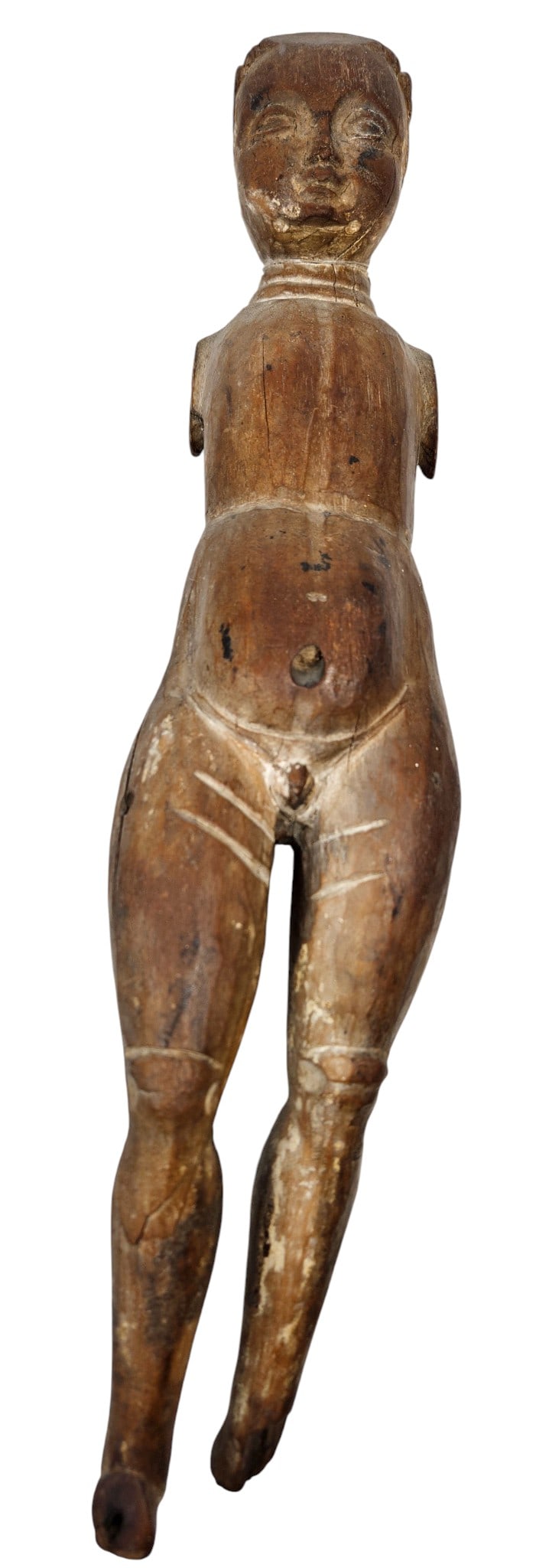 18/19 Century Carved Wood Pacific Rim Folk Art Wooden Sculpture: Measures 16.75 inches long, approx 4 inches at its widest. Overall fair condition, appears to be missing limbs. Please see photos.