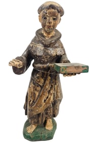 19th Century Spanish Colonial Polychrome Carved Wooden Santo Figure