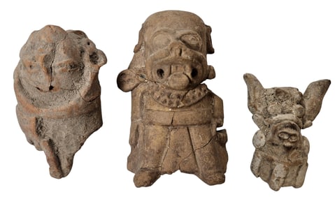 Lot of (3) Pre Columbian Clay Artifact Fragments