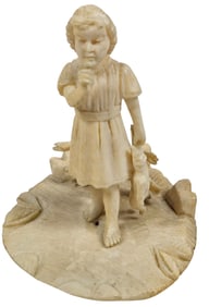 19th Century Carved Girl with Fence