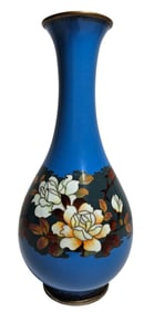 Vintage Chinese Cloisonne Enamel Floral Vase
