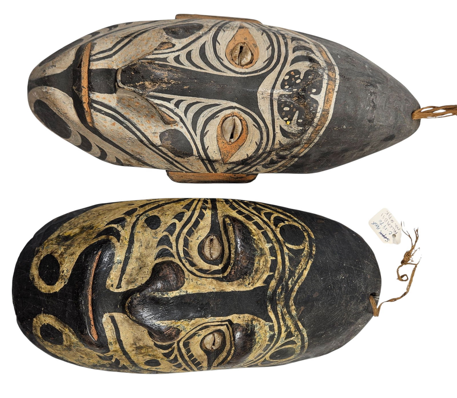 (2) Papau New Guinea Mid Sepik Masks: Largest measures 11 inches long. Overall good conditon, please see photos.